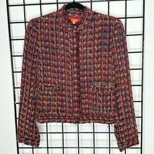 Midi Multicolor Tweed Women's Jacket, Petite